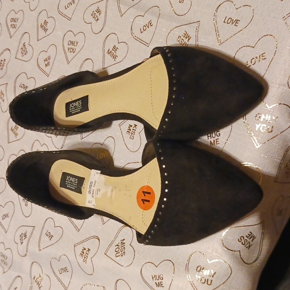Jones New York Women's Candree Pointed Toe Block Flats Studded Size 11